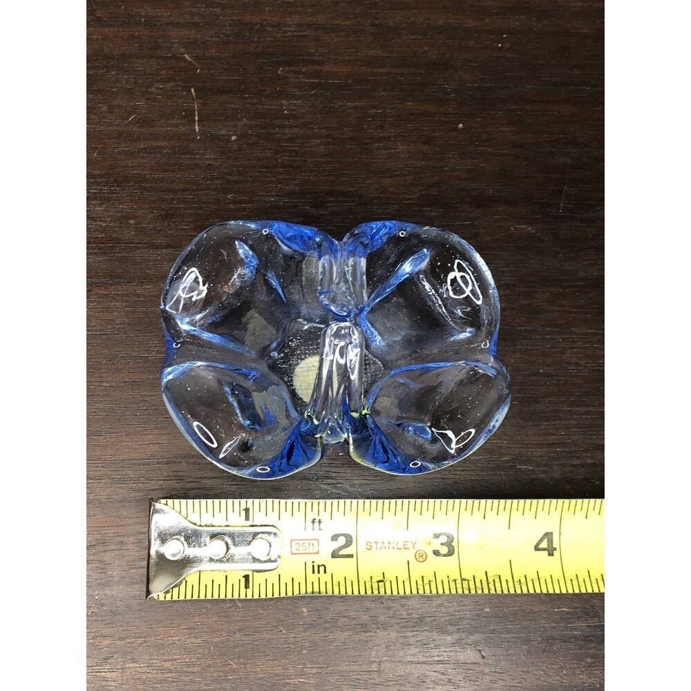 Vintage Murano Mini Basket Blue Glassware Crystal Art Glass Freeform 3" - Picture 7 of 9